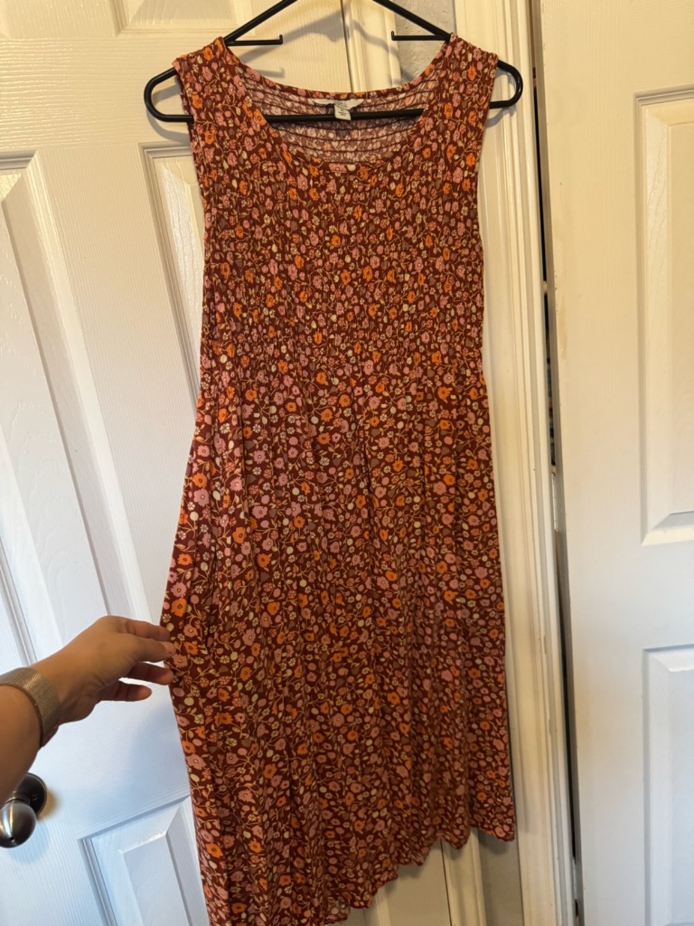 croft & barrow Rust and Pink Floral Midi Dress
